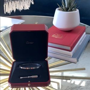 Cartier small thin model 6 diamond 18k white gold.